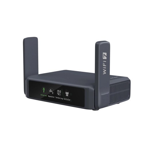 Cestovní Wi-Fi 7 router GL.iNet Slate 7 GL-BE3600 Dotykos kijelző Két 2,5G port Sebesség akár 3570 Mb/s VPN Sötétszürke Utazásokhoz és szállodákhoz
