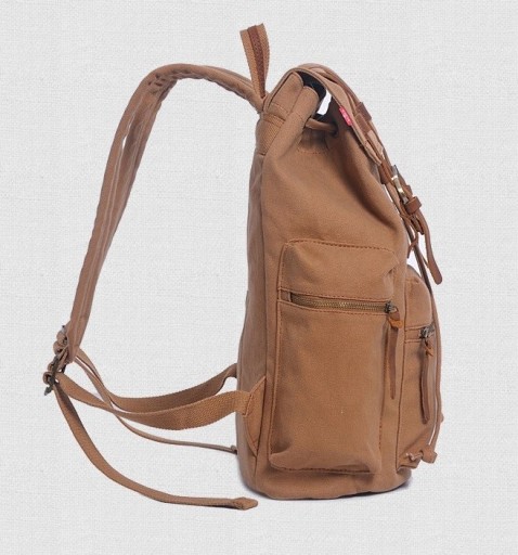 Cestovný plátený batoh s kožou J3087
