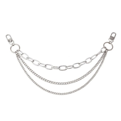 Chaîne décorative triple pour sac à main avec grande chaîne 30 / 35 / 40 cm Alliage métallique Bandoulière décorative argentée pour sac à main poignée