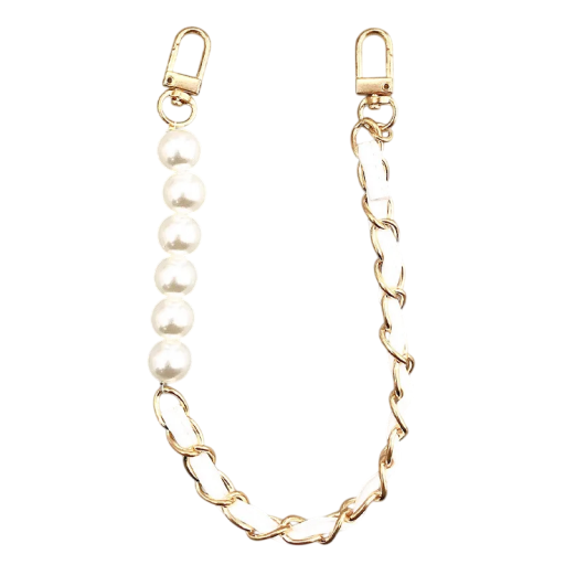 Chaîne en perles pour sac à main 26 cm Imitation de perles Alliage de métal Cuir synthétique Sangle élégante pour sac poignée de rechange accessoire de mode