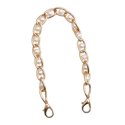Chaîne en perles pour sac à main 26 cm Imitation perles Fermeture métallique Sangle élégante pour sac accessoire de mode pour femmes
