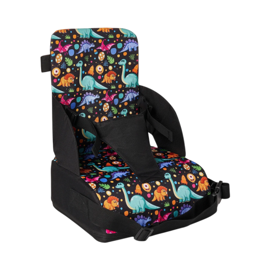 Chaise enfant portable et pliable avec coussin antidérapant de 11 cm Imprimé dinosaure Chaise en polyester pour enfants de 6 mois à 4 ans