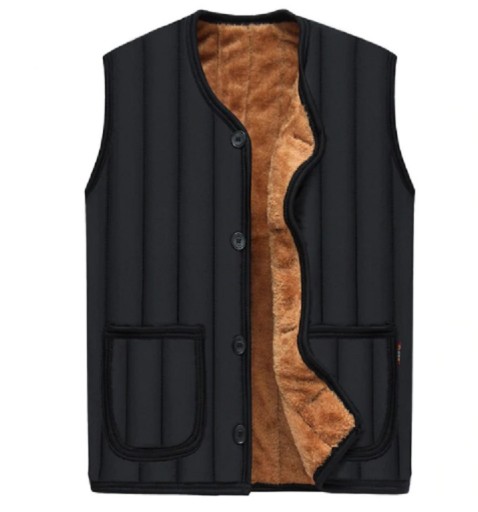 Chaleco acolchado de hombre con pelo - Negro
