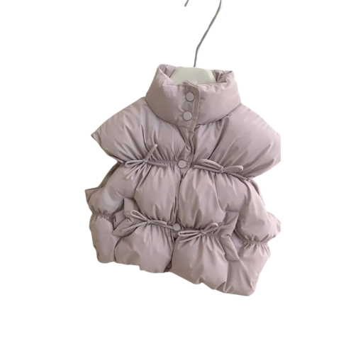 Chaleco de algodón para niña HoneyCherry con cuello alto Chaleco infantil de una sola color para otoño e invierno con botones a presión Chaleco suave y cálido de moda para bebés y niñas pequeñas