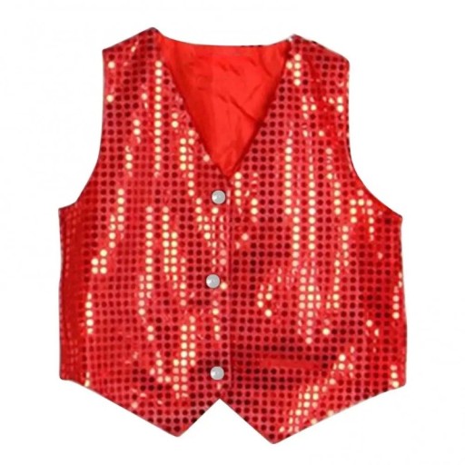 Chaleco de lentejuelas para niños y niñas disfraz de Street Dance Hip-hop en estilo brillante escote en V chaleco de algodón y nylon de un solo color para espectáculo de danza Chaleco de lentejuelas para niños y niñas disfraz de Street Dance Hip-hop en estilo brillante escote en V chaleco de algodón y nylon de un solo color para espectáculo de danza
