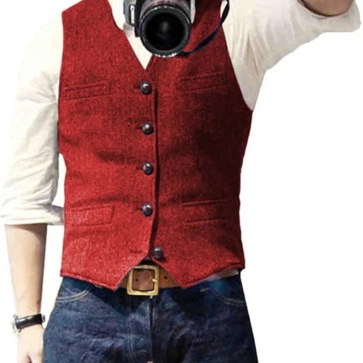 Chaleco elegante para hombre con bolsillos y bolsillo en el pecho Chaleco social de color sólido con botones