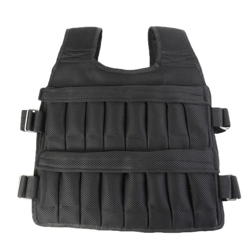Chaleco lastrado 35 kg para entrenamiento de fuerza intensivo Chaleco negro ajustable con doble bolsillo Sin acolchado Ayuda de entrenamiento