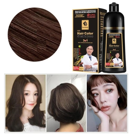 Champô de cor permanente para cabelo com essência de gengibre natural Cor natural para cabelo para cobrir cabelos brancos 500 ml