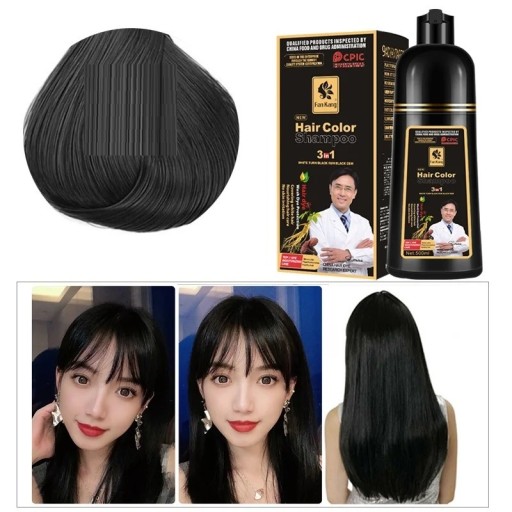 Champú colorante permanente para cabello Champú colorante para cabello con esencia natural de jengibre Colorante natural para cabello que cubre canas 500 ml