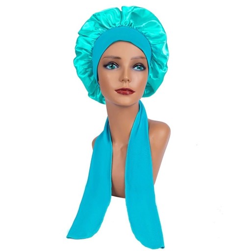 Chapéu de dormir em satin para senhora com faixa