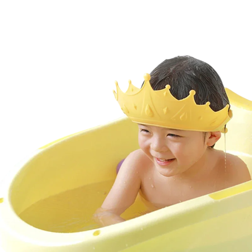 Chapéu de silicone para champô 15 x 13 cm Coroa para crianças e recém-nascidos Proteção dos olhos ao lavar o cabelo Acessório de banho para a banheira Duche