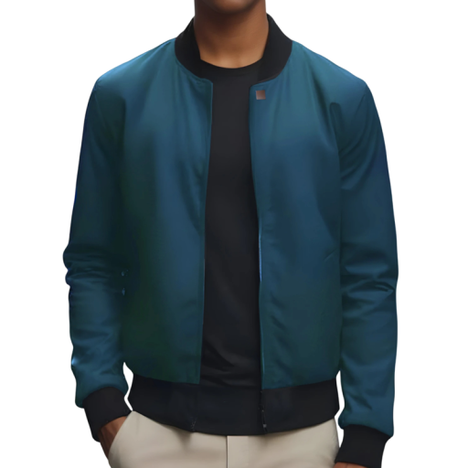 Chaqueta bomber de primavera para hombre en azul oscuro con cremallera Elegante chaqueta ligera con puños elásticos Elegante chaqueta de transición