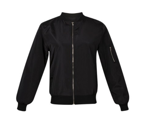 Chaqueta bomber ligera para mujer para primavera y otoño Cuello acanalado y dobladillos Bolsillo con cremallera en la manga Bolsillos