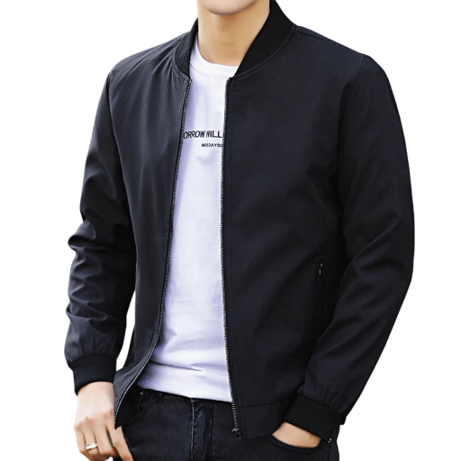 Chaqueta casual con cremallera para hombre Chaqueta deportiva sencilla de manga larga Elegante chaqueta bomber de primavera para uso informal y diario