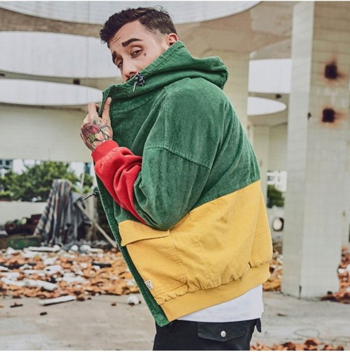 Chaqueta con capucha colorida para hombre J1410