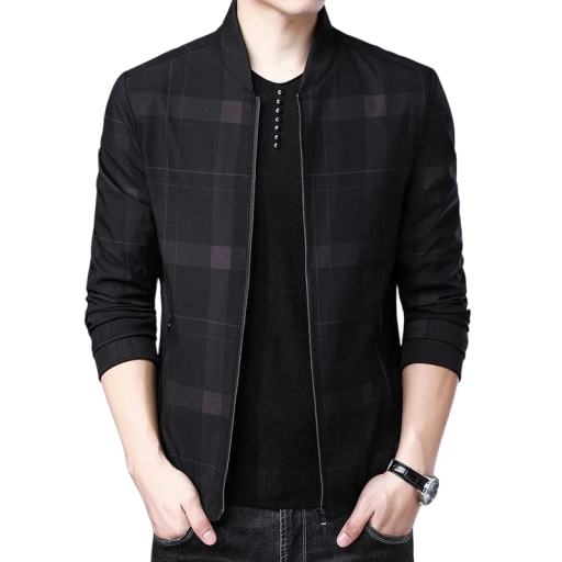 Chaqueta de cuadros con cremallera para hombre Elegante chaqueta con estampado de cuadros Chaqueta ligera de primavera para la ciudad Chaqueta de hombre de moda para pantalones y vaqueros