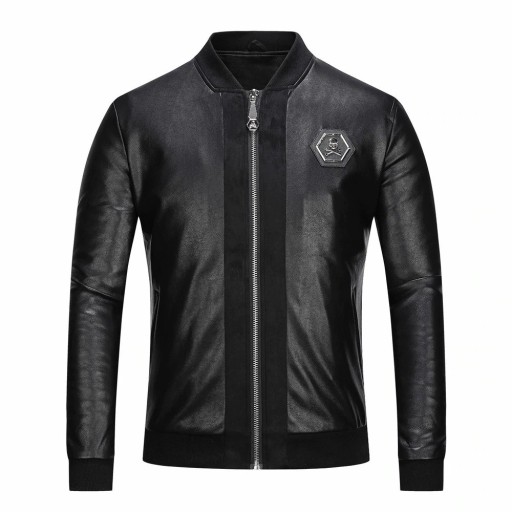 Chaqueta de cuero para hombre con calavera
