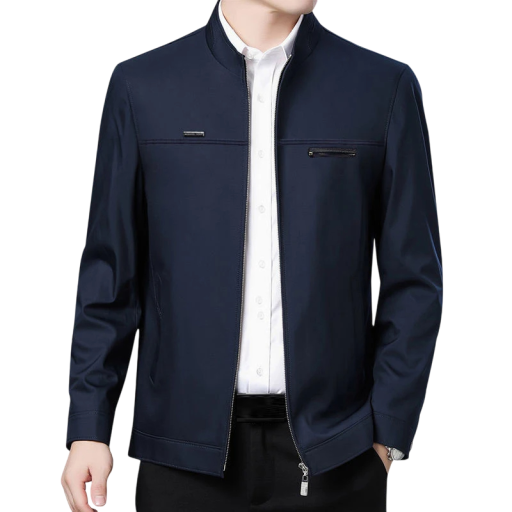 Chaqueta de hombre con cuello alto Elegante chaqueta con cremallera para la ciudad y el trabajo Moderna chaqueta camisera Chaqueta ligera de primavera Estilo formal para hombre