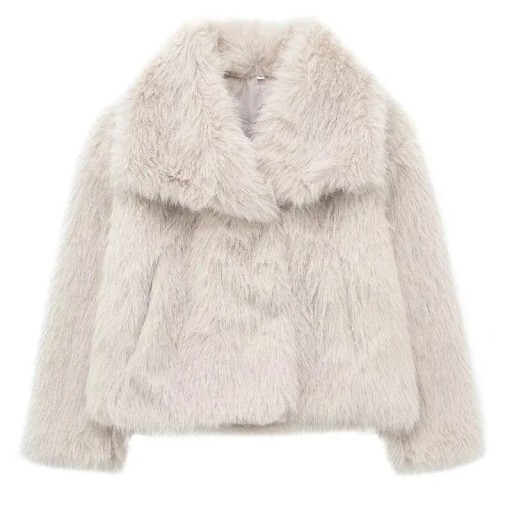 Chaqueta de invierno para mujer de poliéster Abrigo cálido de pelo largo Chaqueta elegante con cuello Ropa de invierno estilosa