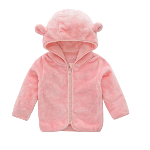 Chaqueta de invierno para niña con cremallera de felpa y capucha con orejas Abrigo cálido de algodón y poliéster para niños Ropa de invierno acogedora para el clima frío