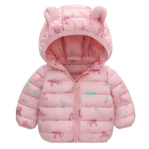 Chaqueta de invierno para niños con capucha y orejas Unisex abrigo cálido con cremallera para niños y niñas