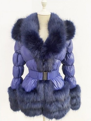 Chaqueta de plumón de mujer con pelo