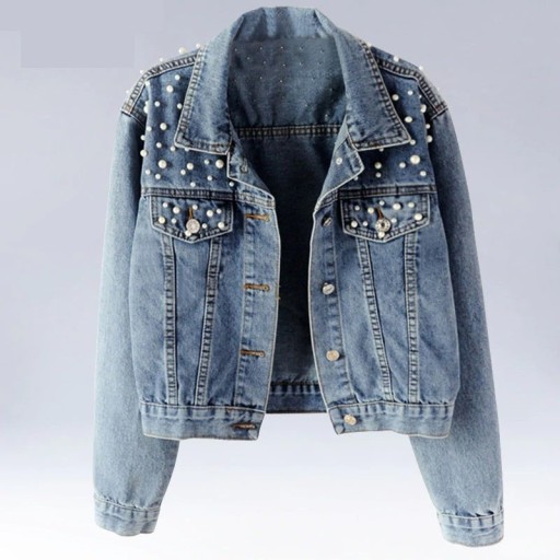 Chaqueta vaquera de mujer con perlas