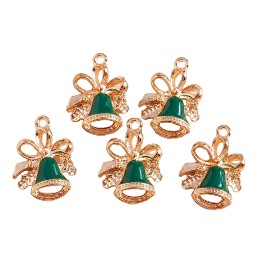 Charm para pulsera con campana navideña, 10 unidades