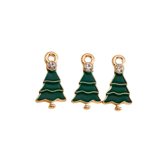 Charm para pulsera con forma de árbol de Navidad, 10 unidades
