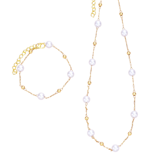 Charming Bracelet 19+5.5 cm and Necklace 45.5+5 cm Fashion Casual Jewellery Set for Women Elegant Gift Beautiful Set