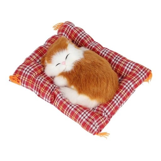 Chat décoratif endormi dans son panier Différentes couleurs Figurine réaliste Décoration mignonne pour le tableau de bord de la voiture