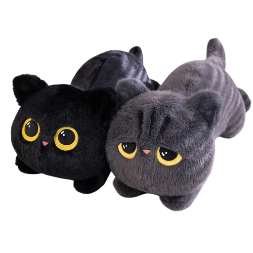 Chat en peluche mignon de 70 cm Grande peluche allongée Coussin doux et câlin Décoration de chambre Cadeau pour enfants et adultes Peluche pour le lit