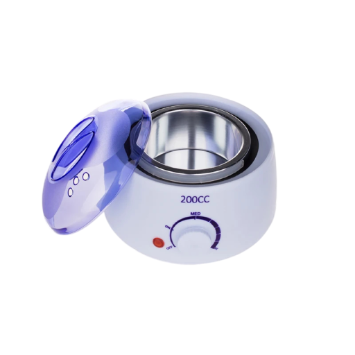 Chauffe-cire 200 ml Chauffe-cire à température réglable avec récipient amovible, support et couvercle violet, prise EU, plastique ABS blanc