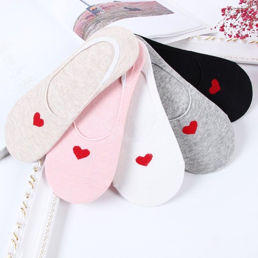 Chaussettes chevilles pour femmes avec un cœur - 5 paires