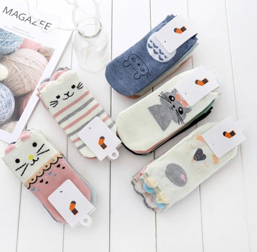 Chaussettes de cheville pour femmes avec des animaux - 5 paires A674