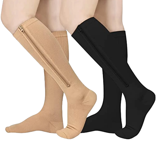 Chaussettes de compression avec zip Chaussettes de compression contre les varices Idéales pour voyager