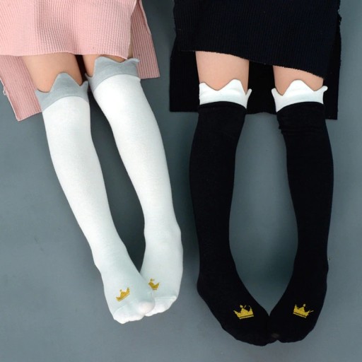 Chaussettes hautes pour filles avec couronne
