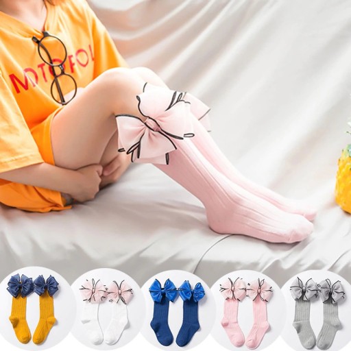 Chaussettes longues pour filles avec nœud