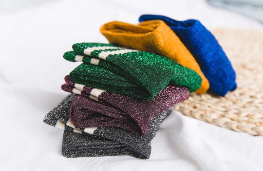 Chaussettes scintillantes pour femmes avec rayures