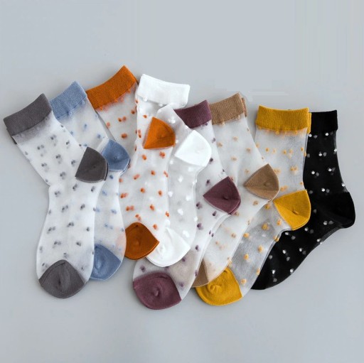 Chaussettes transparentes pour femmes à pois