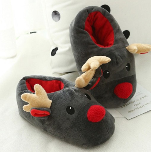 Chaussons de Noël pour femmes en forme de renne