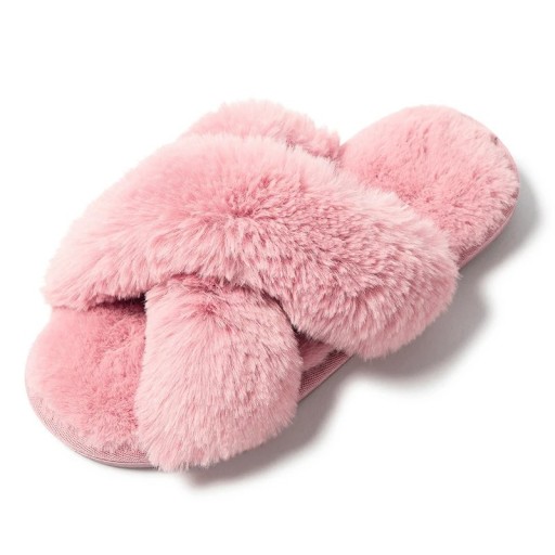 Chaussons doux et pelucheux pour femmes avec design croisé Chaussons d'hiver confortables pour la maison Chaussures chaudes avec surface douce Chaussons élégants