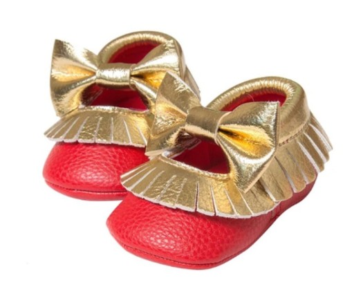 Chaussons en cuir pour filles avec volants