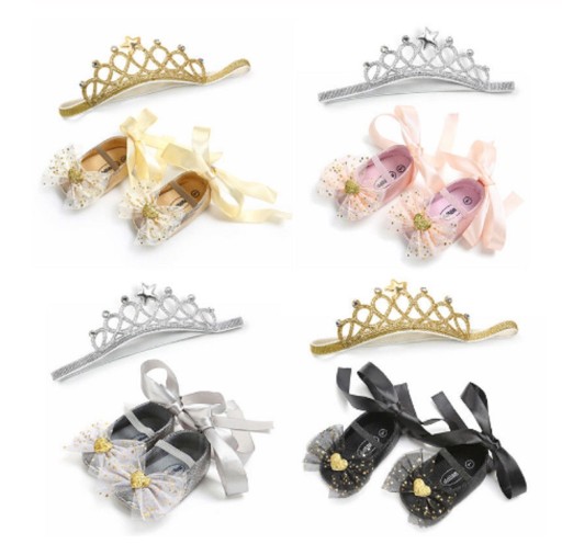 Chaussons pour filles + serre-tête
