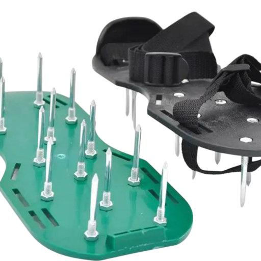 Chaussures d'aération pour pelouse 29x13 cm Sandales avec pointes Sangle réglable Chaussures en plastique antidérapantes pour aération du sol