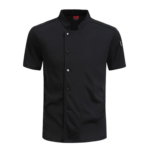 Chef's Blouse Short Sleeve Stand-up Collar Buttons Polyester Workwear for Kitchen Gastronomic Clothing