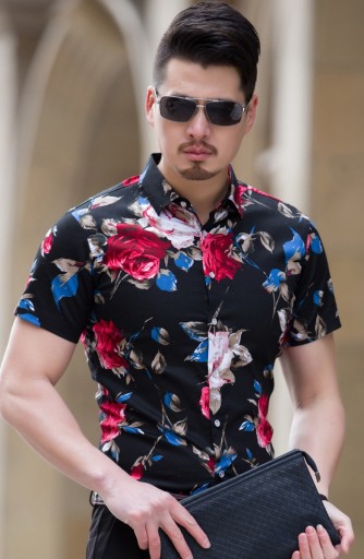 Chemise à motifs de rose J715