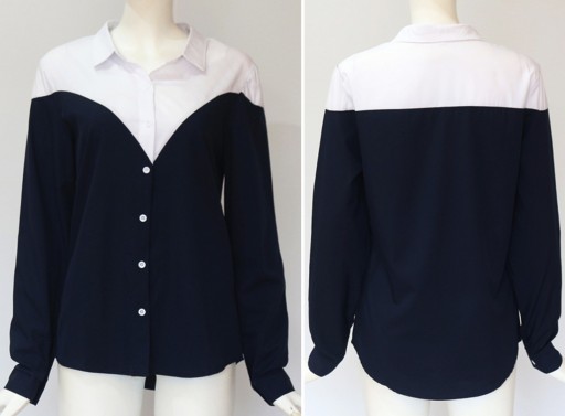 Chemise femme bleu foncé à motifs