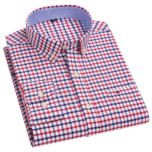 Chemise pour homme avec col et poche Motif à carreaux uni Chemise en coton à boutons pour un usage quotidien