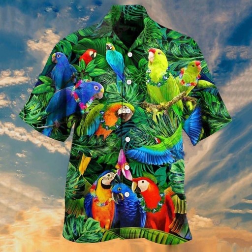 Chemise pour homme avec des perroquets